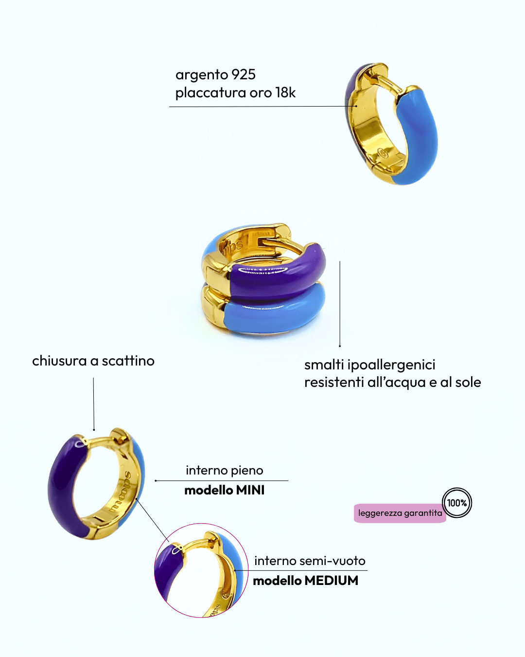 Orecchino HOOP COLOR - Aqua - MOOPSCL - AQUAmini