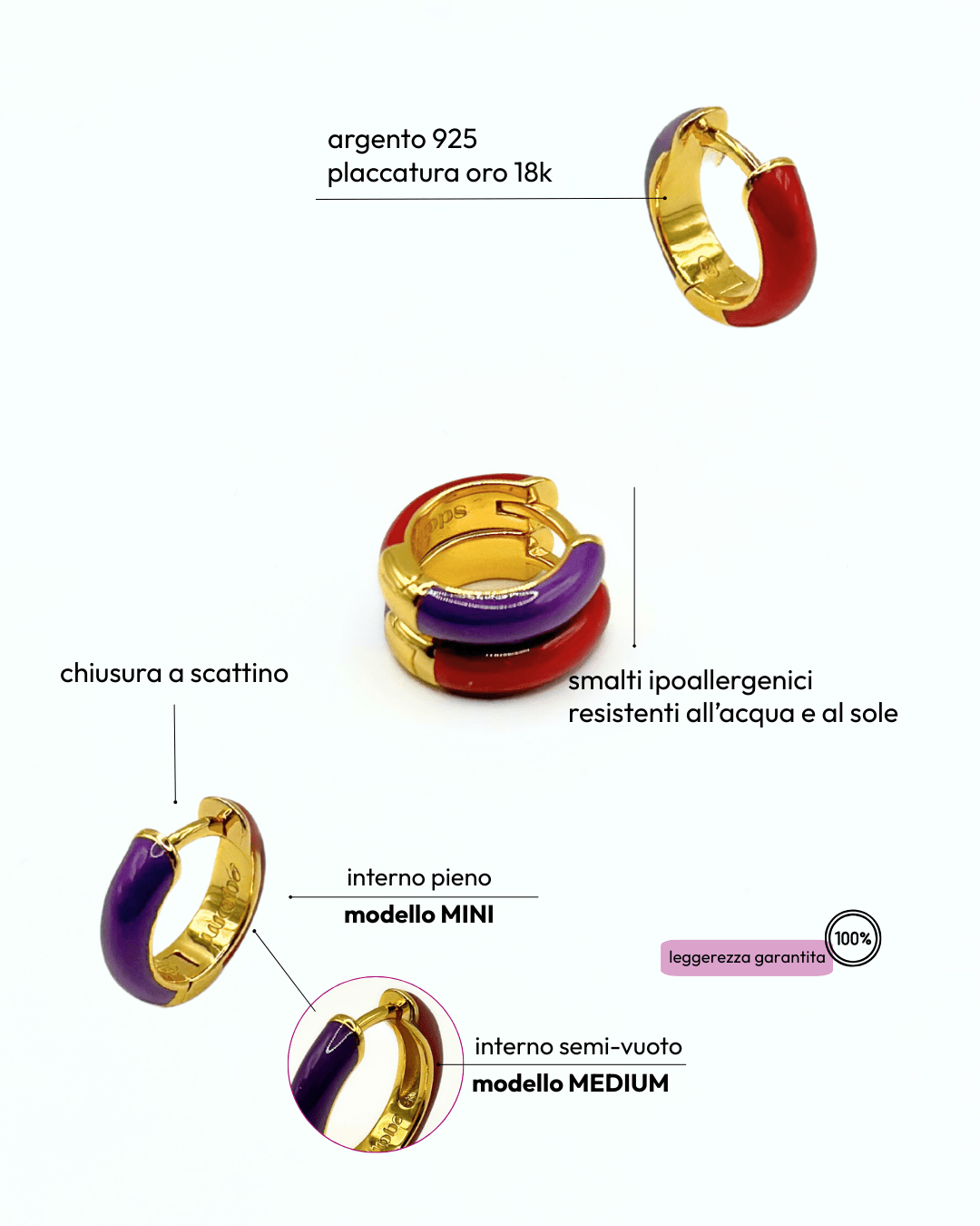 Orecchino HOOP COLOR - Cherry - MOOPSCL-CHERRYmini