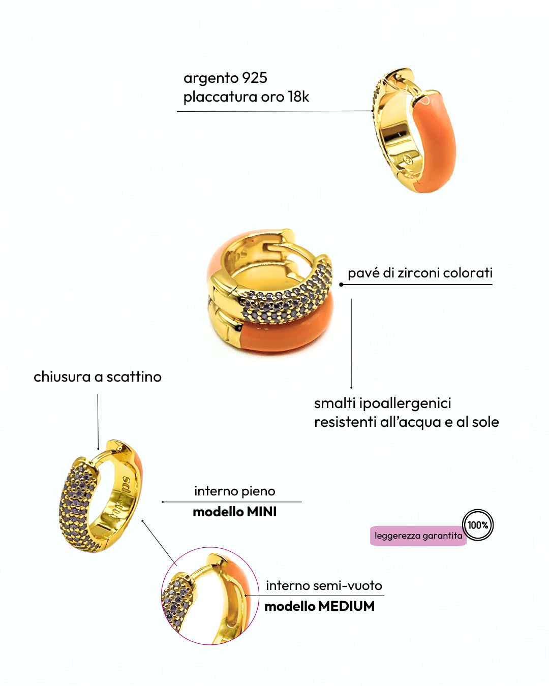 Orecchino HOOP GEMS - Apricot - MOOPSGEMS - APRmini