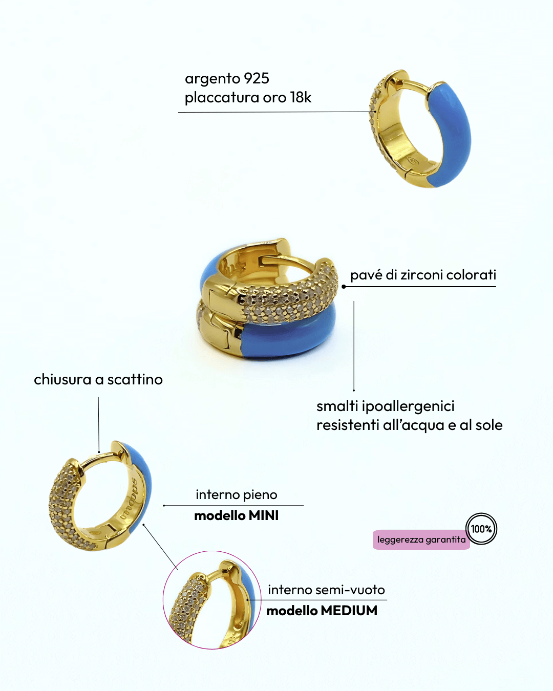 Orecchino HOOP GEMS - Aqua - MOOPSGEMS - AQUAmini