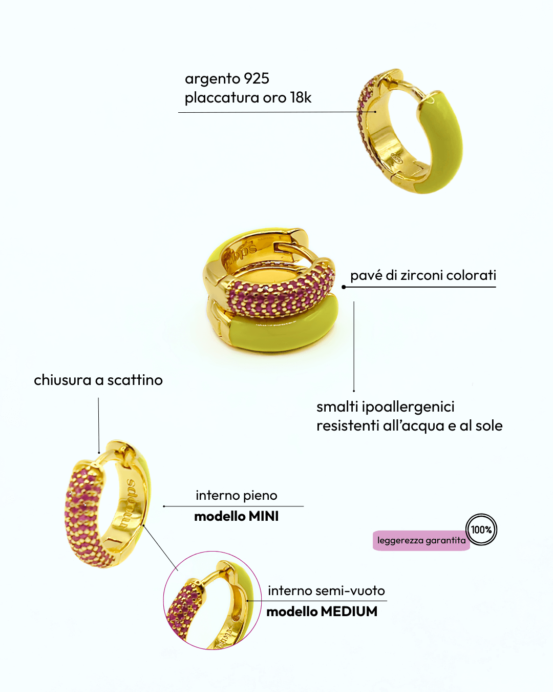 Orecchino HOOP GEMS - Lemon - MOOPSGEMS - LEMmini