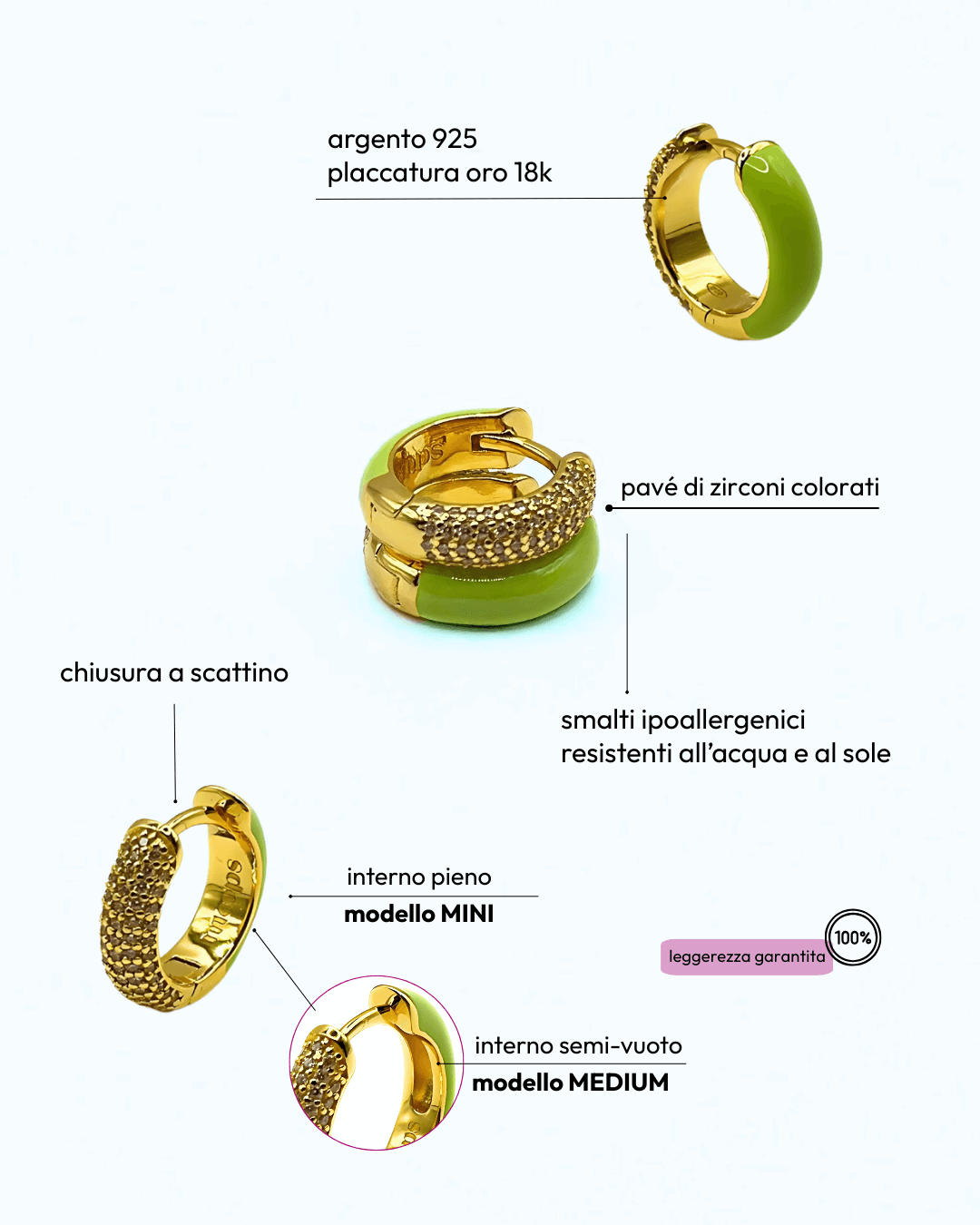 Orecchino HOOP GEMS - Matcha - MOOPSGEMS - MATCHAmini