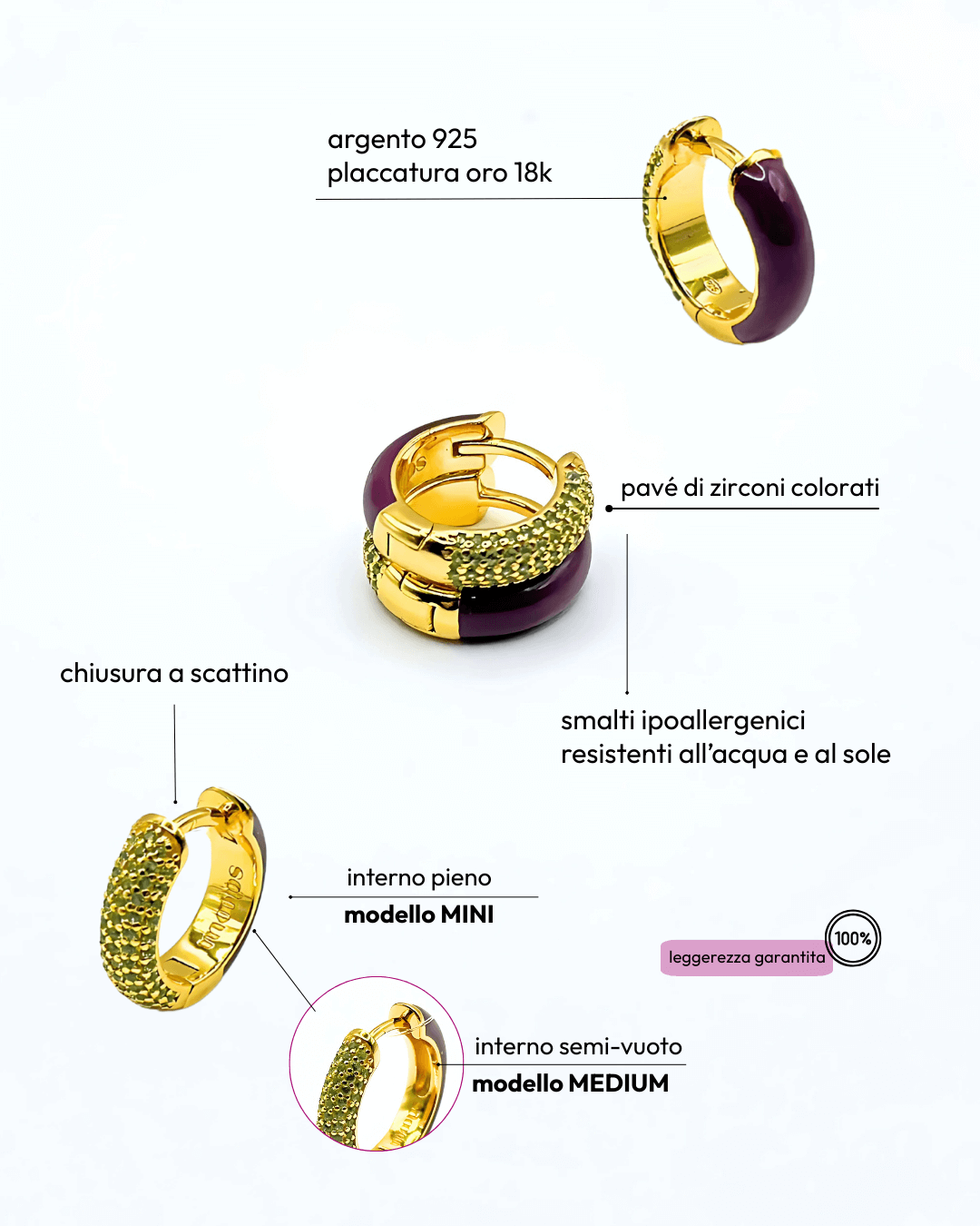 Orecchino HOOP GEMS - Plum - MOOPSGEMS - PLUMmini