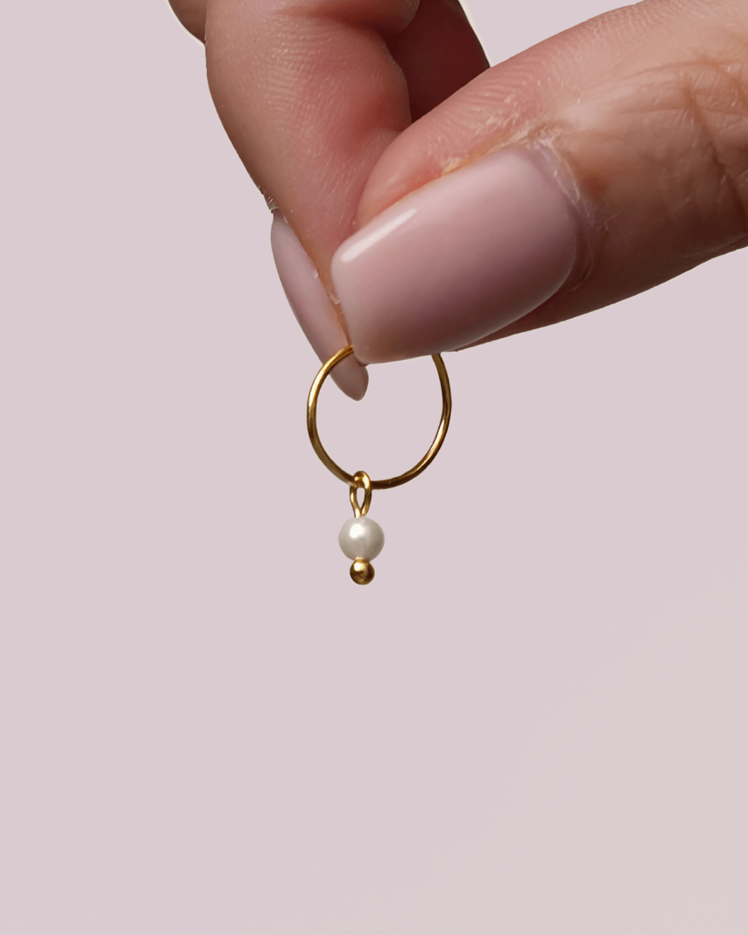 Orecchino HOOP MINI SLIM - Perla - MOOPS2