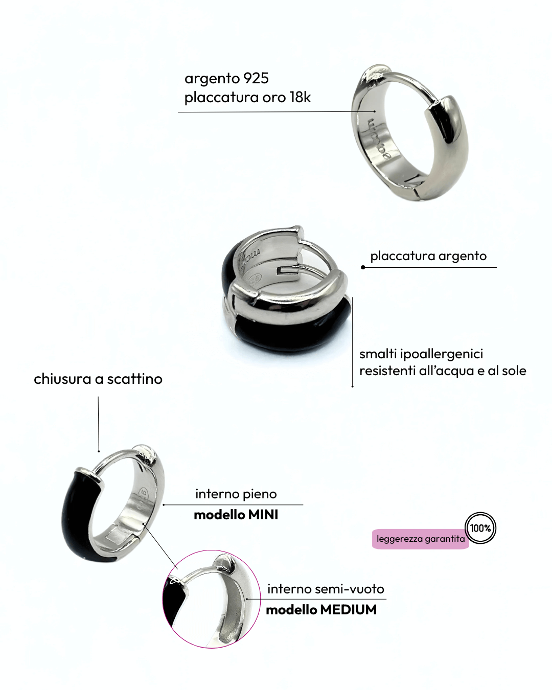 Orecchino HOOP NEUTRAL - Dual Black - MOOPSNEU - DBmini