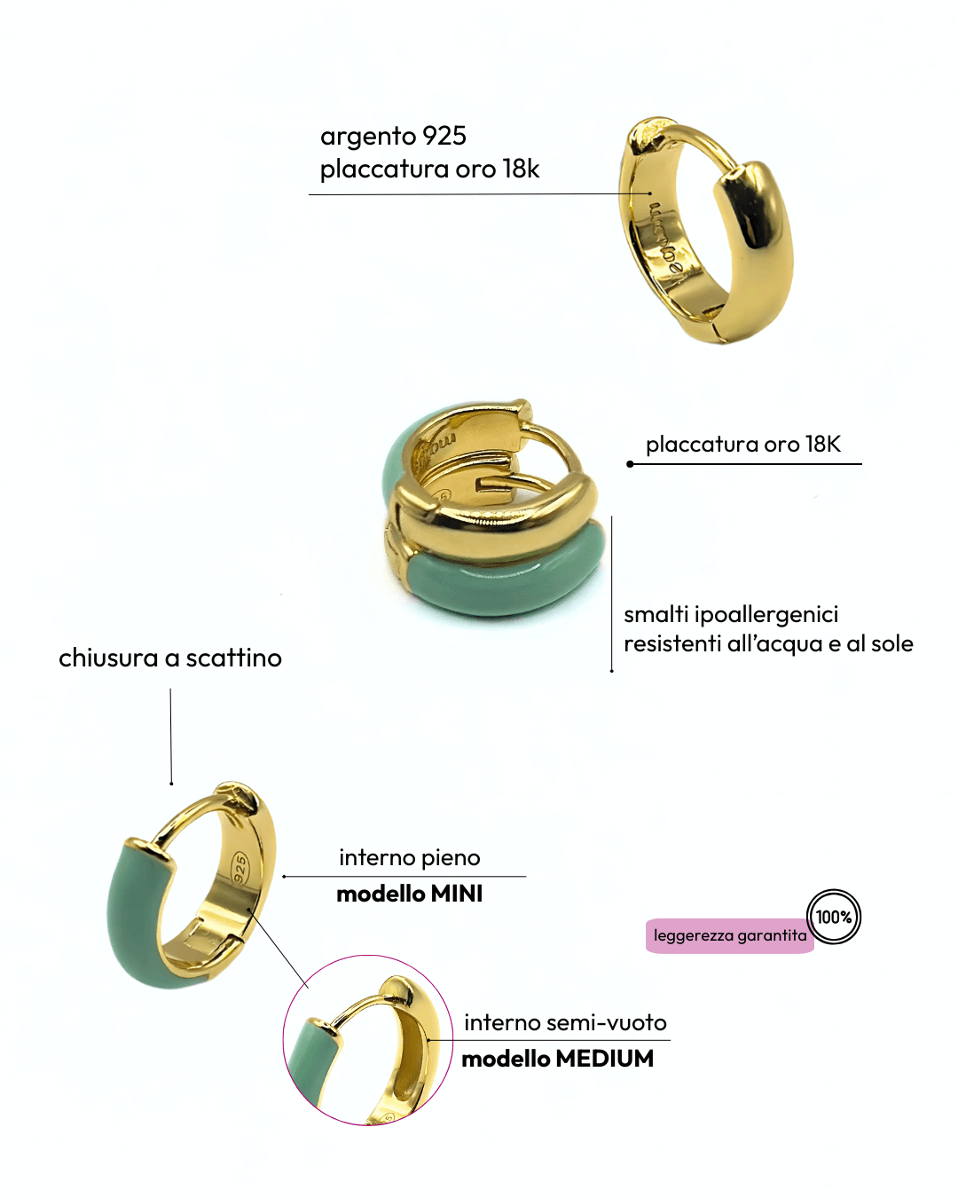 Orecchino HOOP NEUTRAL - Dual Mint - MOOPSNEU - DMmini
