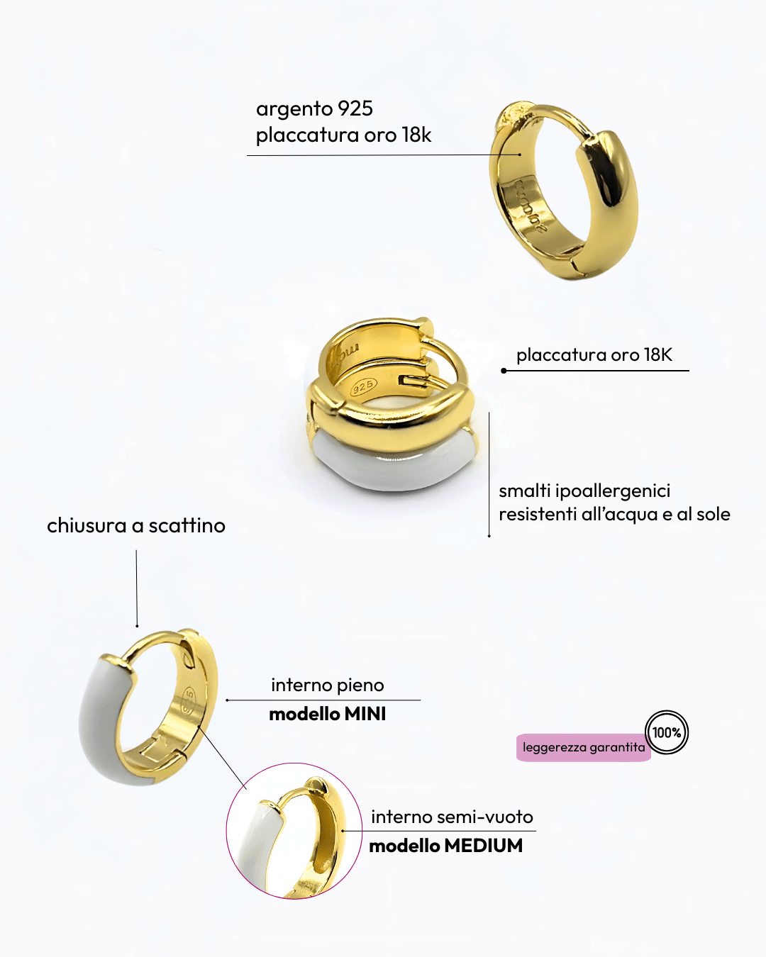 Orecchino HOOP NEUTRAL - Dual White - MOOPSNEU - DWmini