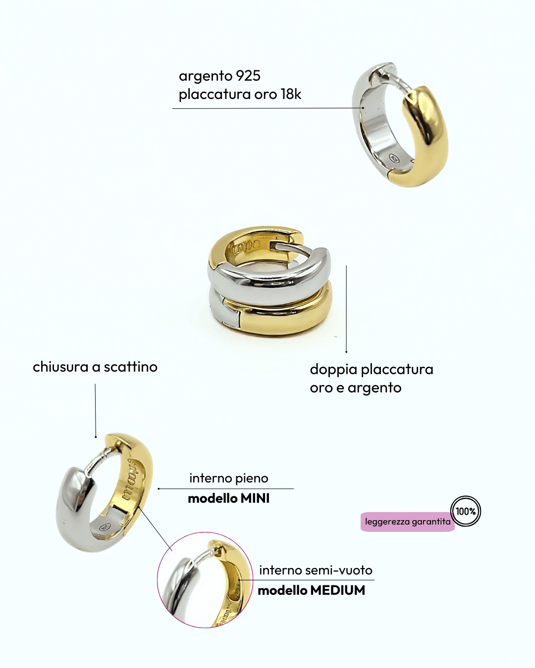 Orecchino HOOP NEUTRAL - WhiteGold - MOOPSNEU - WGmini