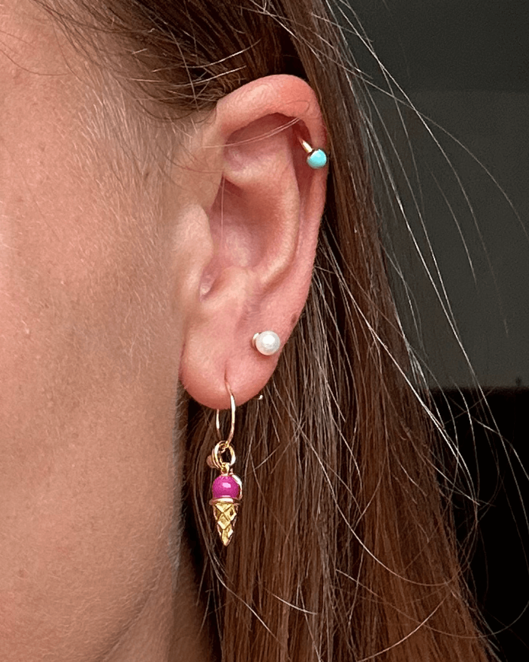 Orecchino LOOP BALL - Perla - MOOPS4